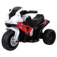 Aosom Kids Motorcycle, 6V Battery Powered Toddler Motorcycle with Headlight, Music, 3 Wheels Electric Motorcycle for Kids, Licensed BMW, Gift for Boys & Girls -Red(m-2)