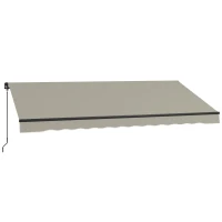 Outsunny 13' x 10' Retractable Awning, 280gsm UV Resistant Sunshade Shelter, for Deck, Balcony, Yard, Light Grey(m-2)