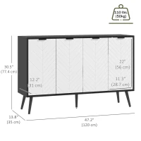 HOMCOM Modern Sideboard and Buffet, Dining Room Cabinet with Adjustable Shelves and 4 Doors, Black(m-3)