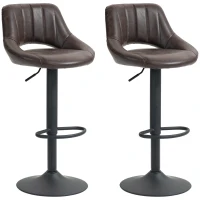 HOMCOM Swivel Bar Stools Set of 2, Faux Leather Upholstered Counter Height Barstools with Round Metal Base(m-9)