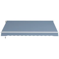 Outsunny 12' x 10' Manual Retractable Awning Outdoor Sunshade Shelter with Adjustable & Versatile Design, Light Grey(m-2)