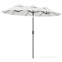 Outsunny 9.7' Double-sided Outdoor Patio Umbrella with Tilt, Crank and Vents, Cream White(m-9)