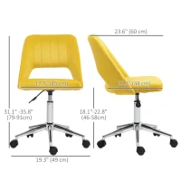 Vinsetto Mid Back Office Chair Velvet Fabric Swivel Scallop Shape Computer Desk Chair, Yellow(m-3)