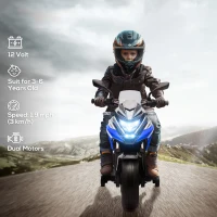 Qaba Honda Licensed 12V Ride on Motorbike for Kids with Headlights Music Training Wheels, for 3-6 Years, Blue(m-4)