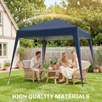 Outsunny 8' x 8' Pop Up Canopy, Outdoor Folding Tent, Portable Party Tent with Carrying Bag for Camping, Party, Picnic, Blue(m-4)