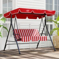 Outsunny 3-Seater Outdoor Porch Swing with Adjustable Canopy, Patio Swing Chair for Garden, Poolside, Backyard, Red(m-8)