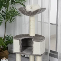 PawHut 43" Plush Cat Tree Activity Condo with Sisal Scratching Posts, Elevated Comfortable Perch, & Roomy Interior Area(m-4)
