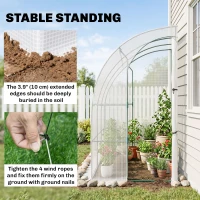 Outsunny 7' x 4' x 7' Outdoor Lean-to Walk-in Garden Greenhouse with Roll-Up Door Hot House for Plants Herbs Vegetables, White(m-7)