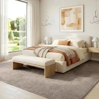 HOMCOM 5x7 Area Rug, Luxurious Faux Fur Rug, Non-Slip Floor Carpet for Living Room, Bedroom, Dining Room, Tan(m-9)