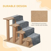 PawHut 4-Step Dog Ramp for Sofa, Bed, and Couch, with Removable Cover, Light Grey(m-6)