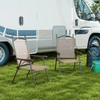 Outsunny 2 Pieces Folding Patio Camping Chairs Set, Sports Chairs for Adults with Armrest, Mesh Fabric Seat for Lawn(m-8)