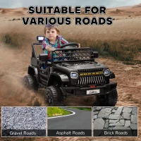 Qaba 12V Ride on Truck, Electric Car for Kids with Remote Control, Suspension, 3 Speeds, USB Music Headlights, Black(m-6)