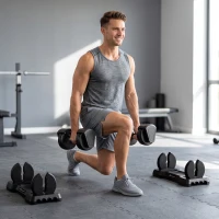Soozier 5-25 lbs Adjustable Dumbbell Set of 2, 5-in-1 Dumbbell Weights with Quick-Dial System, Non-Slip Grip, Storage Tray(m-1)