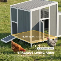 PawHut Chicken Coop, Wooden Chicken House for 4-6 Hens, Outdoor Hen House with Nesting Box, Pull-Out Tray and Weatherproof Roof(m-4)