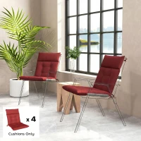 Outsunny Patio Chair Cushions Set of 4, Waterproof Non-Slip Lounge Chair Cushions, 44"x21", Wine Red(m-8)