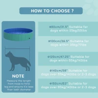 PawHut Foldable Pet Swimming Pool, Portable Dog Bathing Tub, 12" x 55" Plastic Large Dog Pool for Outdoor Dogs and Cats, Green(m-9)