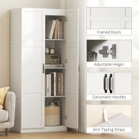 HOMCOM 71" Tall Farmhouse Pantry Cabinet, Kitchen Pantry Storage Cabinet with Soft-Close Hinges, Adjustable Shelves, White(m-7)