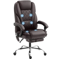 Vinsetto Massage Office Chair, Reclining Computer Chair with Adjustable Height and Footrest, Dark Brown(m-9)