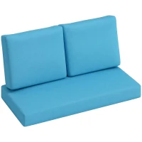 Outsunny 2 Seater 5" Thick Outdoor Seat Cushions with 7" Backrest, Loveseat Outdoor Furniture Cushions, Turquoise(m-9)