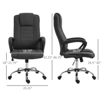 Vinsetto High Back Office Chair, Height Adjustable Computer Desk Chair with Swivel Wheels and Tilt Function, Charcoal Grey(m-3)