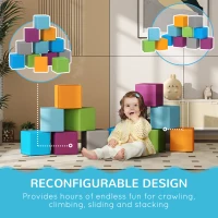 Soozier 12 Piece Soft Play Blocks Soft Foam Toy Building And Stacking Blocks - Multicolours(m-5)