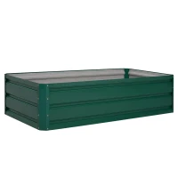 Outsunny 4' x 2' x 1' Galvanized Raised Garden Bed, Metal Garden Box with Open Bottom, Easy Assembly Outdoor Planter Box for Vegetables Flowers Herbs, Green(m-7)