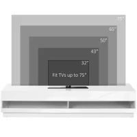 HOMCOM Lighted TV Stand for TVs up to 75", TV Cabinet with Storage for Living Room, High Gloss White(m-6)