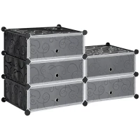 HOMCOM 6-Tier Shoe Rack, 6 Cube Storage Organizer with Doors, DIY 6-Cube Modular Cabinet for Living Room, Black(m-2)
