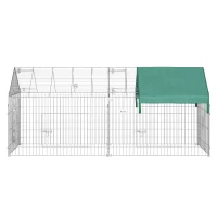PawHut Metal Chicken Coop, 87" x 41" x 41" Chicken Run Pen for Yard with Cover, Portable Catio Poultry Cage Indoor Outdoor Backyard, Cat Cage for Rabbit, Duck, Hen, Small Animal, Chinchillas, Beige(m-9)
