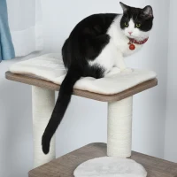 PawHut 34" Cat Tree Tower Activity Center with Natural Jute Scratch Material, Cushions on Each Platform, & Condo Area(m-9)