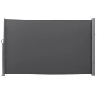 Outsunny 118" x 71" Outdoor Folding Privacy Screen Retractable Side Awning Patio with Resistance to UV Rays and Wind Grey(m-9)