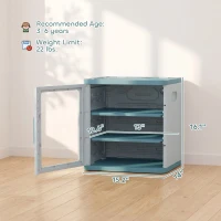 Qaba Toy Storage Organizer, 3 Tier Adjustable Toy Storage Cabinet Dustproof HDPE Plastic, Transparent Door, Light Blue(m-3)
