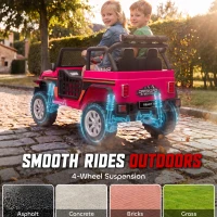 Qaba 12V 2-Seater Ride on Truck Car with Dual Motors, Remote, Soft Start, 4-Wheel Suspension, Lights, Music, USB, Horn, Pink(m-7)