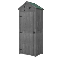 Outsunny 30" x 21" x 71" Garden Storage Shed, Sheds & Outdoor Storage Outdoor Workshop Yard Tool Utility Storage House Water-resistant All-weather Cover Spire Roof with 3 Tiers Shelves Grey(m-14)