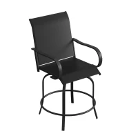 Outsunny Outdoor Bar Stools Set of 2, 360° Swivel Bar Height Chairs, 26.8" x 29.5" x 48.4", Black(m-12)