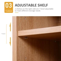HOMCOM 35.5" Shoe Cabinet, 3-Tier Free Standing Shoe Storage Cabinet with Adjustable Shelves and 5 Open Cubes for Entryway, Hallway, Living Room, Natural(m-6)