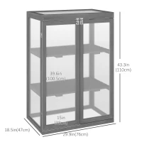 Outsunny Wooden 2 Tier Cold Frame Greenhouse Polycarbonate Plant Grow House Portable Garden, Dark Gray(m-3)