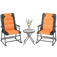 Outsunny 3-Piece Outdoor Foldable Rocking Chair Set, Orange(m-13)