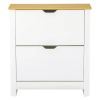 HOMCOM Shoe Storage Cabinet with 2 Flip Drawers and Adjustable Shelves for 8-12 Pairs of Shoes, White(m-2)