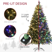 HOMCOM 6 Foot Prelit Artificial Christmas Tree with Dual Colour LED Light, Hinged Xmas Tree for Home Office Holiday(m-5)