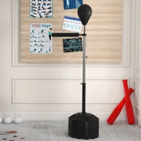 Soozier Freestanding Boxing Punch Bag with 63"-80.7" Adjustable Height, 12 Suction Cups, Boxing Stand with Reflex Bar, Black(m-1)