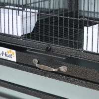 PawHut Divided Breeder Bird Cage with Rolling Stand Removable Metal Tray, Storage Shelf, Wood Perch, and Food Container(m-9)