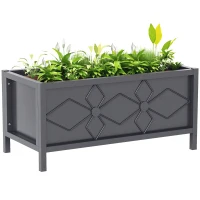 Outsunny Galvanized Raised Garden Bed with Drainage Holes, Metal Raised Flower Bed, Outdoor Galvanized Planter Box for Herbs(m-9)