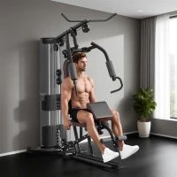 Soozier Home Gym, Multifunction Gym Equipment with 100Lbs Weight Stack for Back, Chest, Arm, Leg and Full Body Workout(m-9)