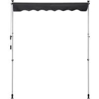 Outsunny 6.6'x5' Manual Retractable Patio Awning Window Door Sun Shade Deck Canopy Shelter Water Resistant UV Protector Grey(m-9)