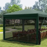 Outsunny 10' x 20' Party Tent Outdoor Canopy Garden Sun Shade with 8 Mosquito Mesh Netting and Zipper Door, Green(m-10)