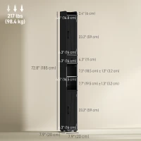 HOMCOM Narrow Bathroom Cabinet, Tall Bathroom Storage Cabinet with Barn Doors, Drawer and Adjustable Shelves, Black Wood Grain(m-3)