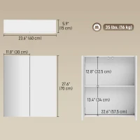 kleankin Wall Mounted Bathroom Cabinet with Mirror, Bathroom Medicine Cabinet with 2 Doors, Adjustable Shelf Soft Close Mechanism(m-3)