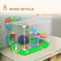 PawHut 18"L Hamster Cage, Small Animal House, 2-Level Rat Gerbil Haven with Tunnel Tube System, Green(m-6)