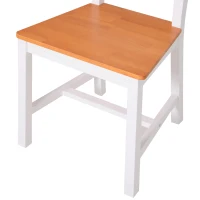 HOMCOM Dining Table Set for 4, 5 Piece Pine Wood Kitchen Table with High Back Chairs, Rectangular Table and 4 Armless Chair, White and Natural Wood(m-7)